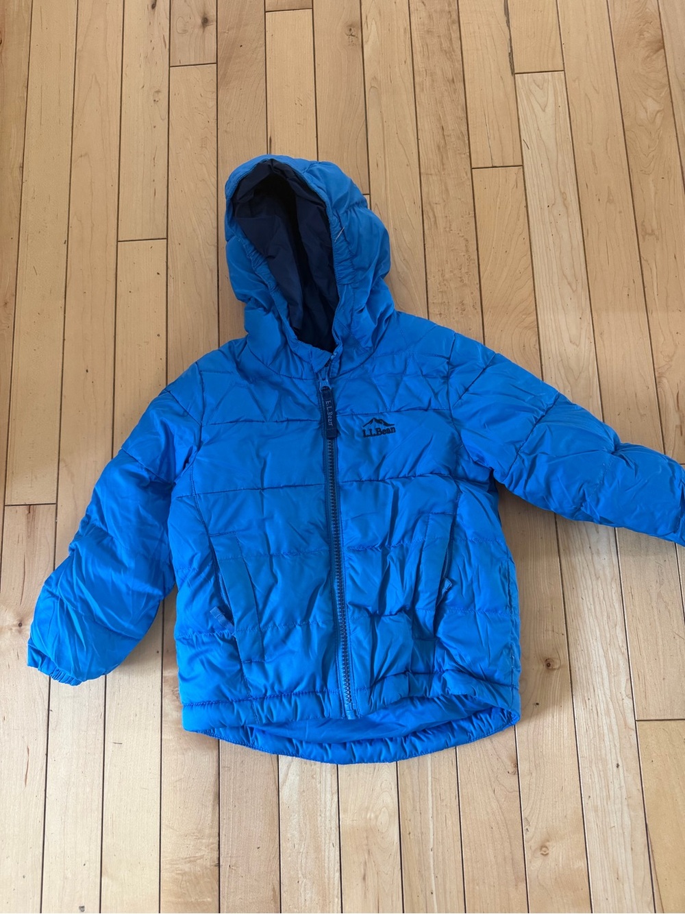 L.L. Bean Kids Bright Blue Hooded Puffer Jacket
